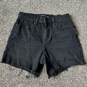 Black Calvin Klein High Rise Distressed Denim Shorts | Size 25